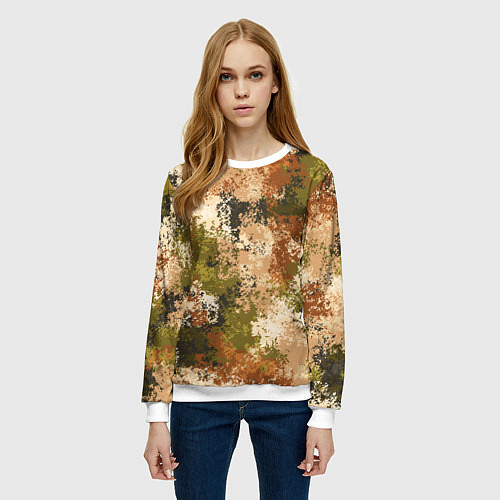 Женский свитшот Камуфляж Василиск Степь / 3D-Белый – фото 3