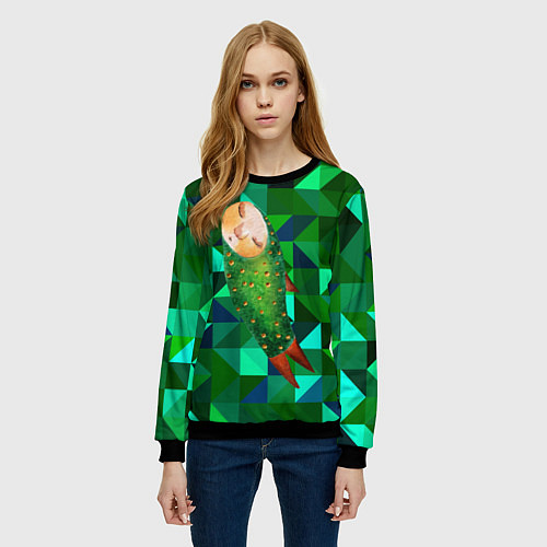 Женский свитшот Рыбка психоделика / 3D-Черный – фото 3