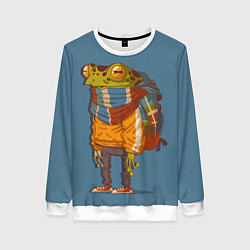 Свитшот женский Лягуха-путешественица, цвет: 3D-белый