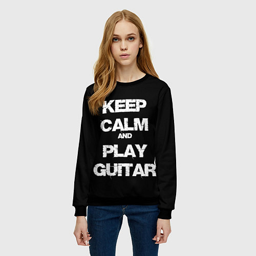 Женский свитшот KEEP CALM AND PLAY GUITAR / 3D-Черный – фото 3