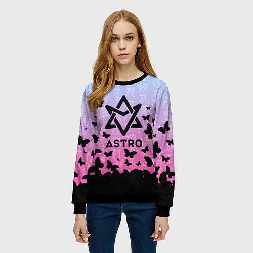 Женский свитшот ASTRO БАБОЧКИ / 3D-Черный – фото 3