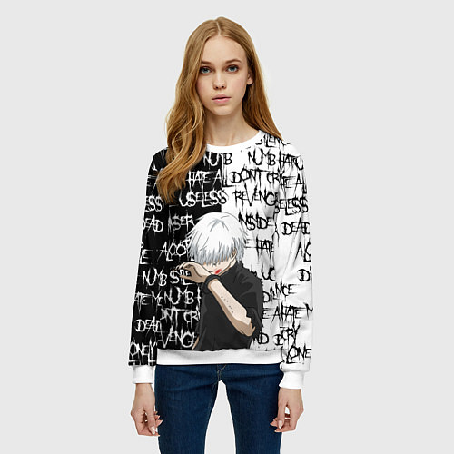 Женский свитшот КАНЕКИ КЕН ZXC MODE / 3D-Белый – фото 3