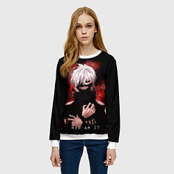 Свитшот женский Tokyo Ghoul Токийский Гуль Who am I, цвет: 3D-белый — фото 2
