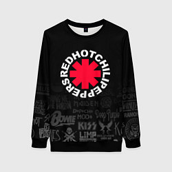Свитшот женский Red Hot Chili Peppers Логотипы рок групп, цвет: 3D-черный