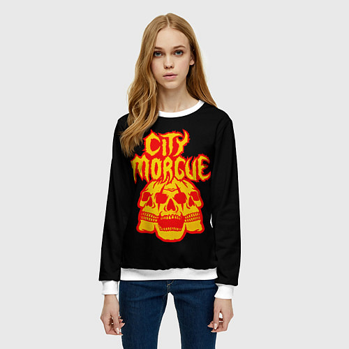 Женский свитшот ZillaKami x SosMula City Morgue Черепа / 3D-Белый – фото 3