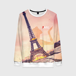Свитшот женский Эйфилева Башня - Париж, цвет: 3D-белый