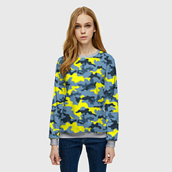Свитшот женский Камуфляж Жёлто-Голубой, цвет: 3D-меланж — фото 2