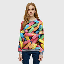 Свитшот женский Мармеладные червячки, цвет: 3D-меланж — фото 2