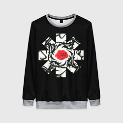 Свитшот женский RHCP Logo Red Rose, цвет: 3D-меланж