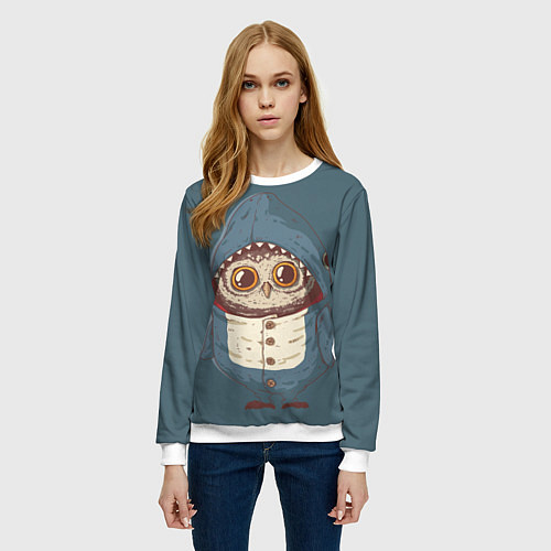 Женский свитшот Совушка-в костюме акулы / 3D-Белый – фото 3