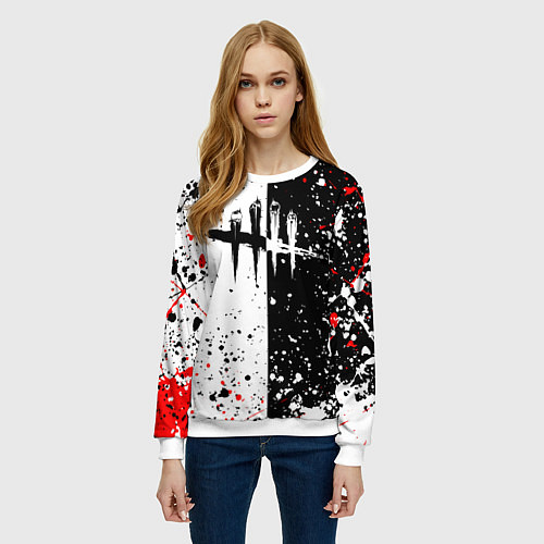 Женский свитшот Dead by daylight брызги красок / 3D-Белый – фото 3