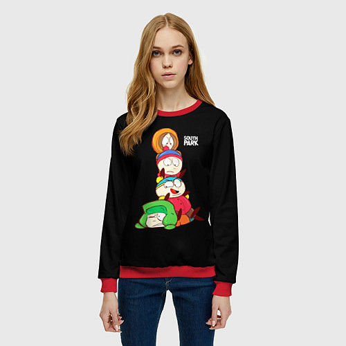 Женский свитшот Южный парк персонажи - South Park / 3D-Красный – фото 3