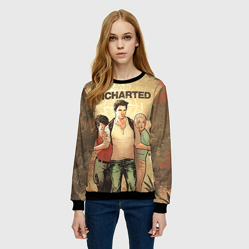 Женский свитшот Анчартед На картах не значится / 3D-Черный – фото 3