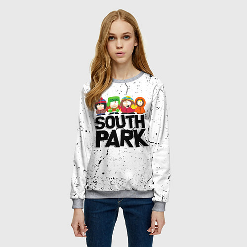 Женский свитшот Южный парк мультфильм - персонажи South Park / 3D-Меланж – фото 3