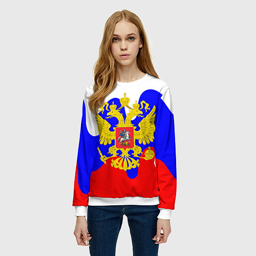 Женский свитшот Герб россии герб / 3D-Белый – фото 3