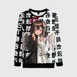 Свитшот женский Аниме АНГЕЛ ИЕРОГЛИФЫ, цвет: 3D-черный