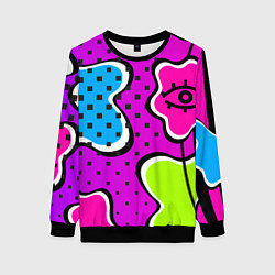 Женский свитшот Яркий абстрактный узор в стиле 90х, неоновые цвета