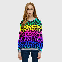 Свитшот женский Leopard Pattern Neon, цвет: 3D-меланж — фото 2