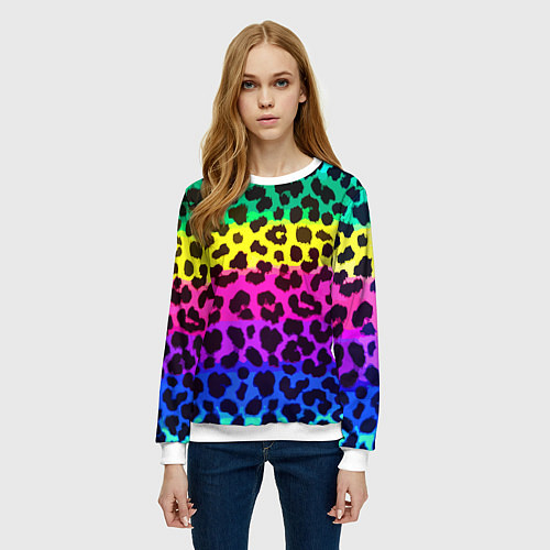 Женский свитшот Leopard Pattern Neon / 3D-Белый – фото 3