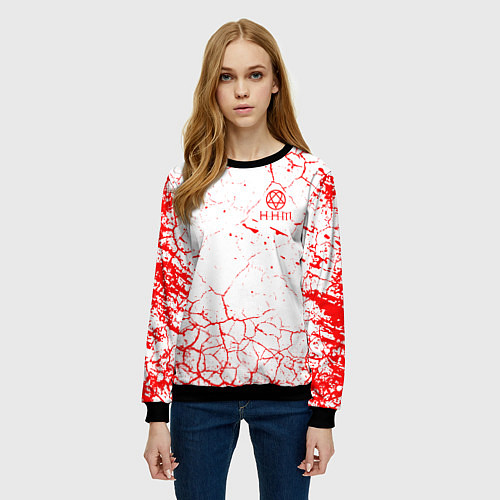 Женский свитшот HIM Трещины / 3D-Черный – фото 3