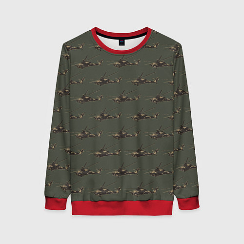 Женский свитшот Вертолеты паттерн / 3D-Красный – фото 1