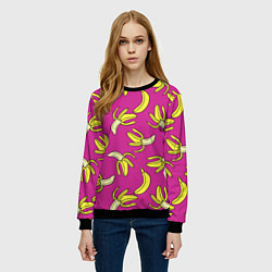 Свитшот женский Banana pattern Summer Color, цвет: 3D-черный — фото 2