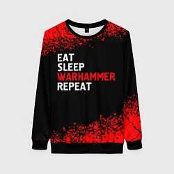 Свитшот женский Eat Sleep Warhammer Repeat - Спрей, цвет: 3D-черный