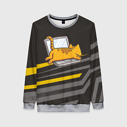 Женский свитшот Котик лежит на ноутбуке