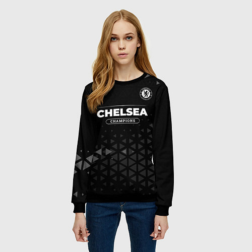 Женский свитшот Chelsea Форма Champions / 3D-Черный – фото 3