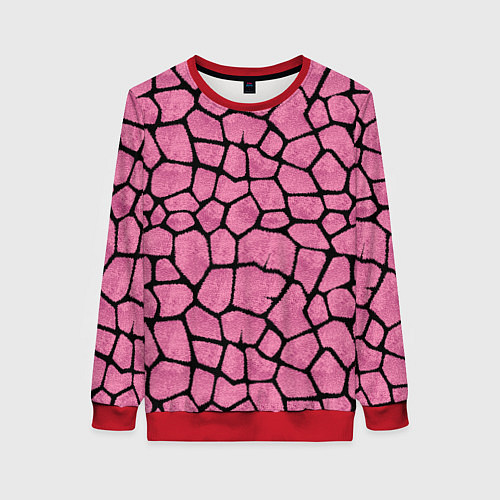 Женский свитшот Шерсть розового жирафа / 3D-Красный – фото 1