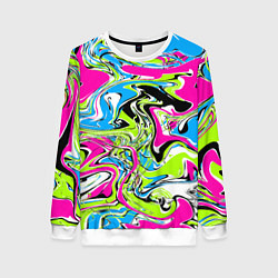 Женский свитшот Абстрактные мраморные разводы в ярких цветах Поп а