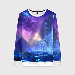 Женский свитшот Фантастический пейзаж Водопад Неон