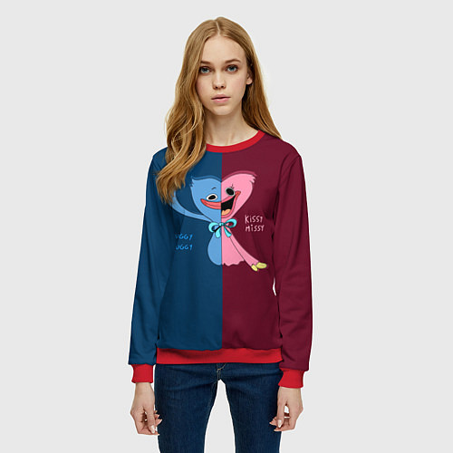 Женский свитшот POPPY PLAYTIME HAGGY WAGGY AND KISSY MISSY / 3D-Красный – фото 3