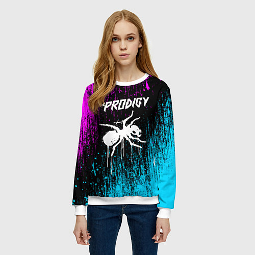 Женский свитшот The prodigy neon / 3D-Белый – фото 3