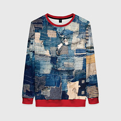 Свитшот женский Patchwork Jeans Осень Зима 2023, цвет: 3D-красный