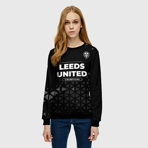 Женский свитшот Leeds United Форма Champions / 3D-Черный – фото 3