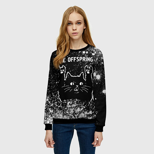 Женский свитшот The Offspring Rock Cat / 3D-Черный – фото 3