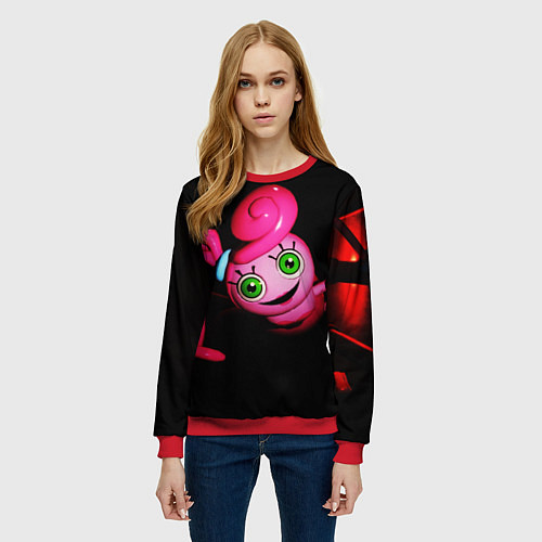 Женский свитшот POPPY PLAYTIME - Mommy long legs - Мама длинные но / 3D-Красный – фото 3