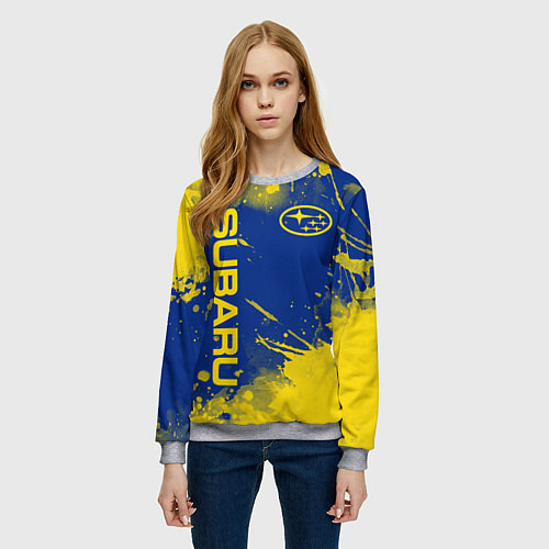 Женский свитшот SUBARU - СУБАРУ БРЫЗКИ КЛАССИЧЕСКИЕ / 3D-Меланж – фото 3