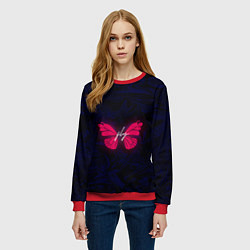 Свитшот женский Бабочка неон FLY, цвет: 3D-красный — фото 2