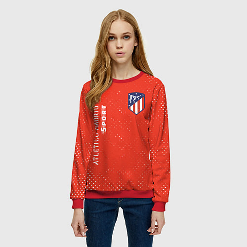 Женский свитшот АТЛЕТИКО Atletico Madrid Sport Гранж / 3D-Красный – фото 3