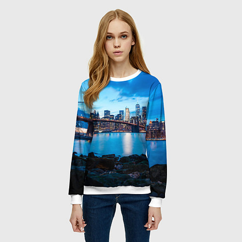 Женский свитшот Закат в мегаполисе / 3D-Белый – фото 3