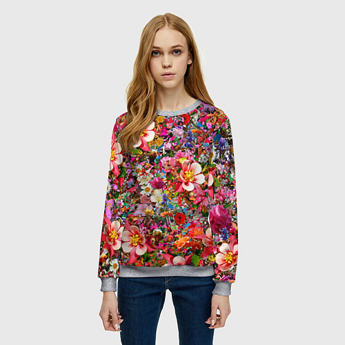 Женский свитшот САД В ЦВЕТУ / 3D-Меланж – фото 3
