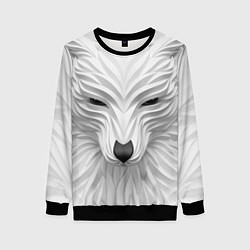 Свитшот женский Волк - белый, цвет: 3D-черный