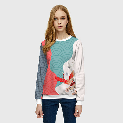 Женский свитшот Японские облака / 3D-Белый – фото 3