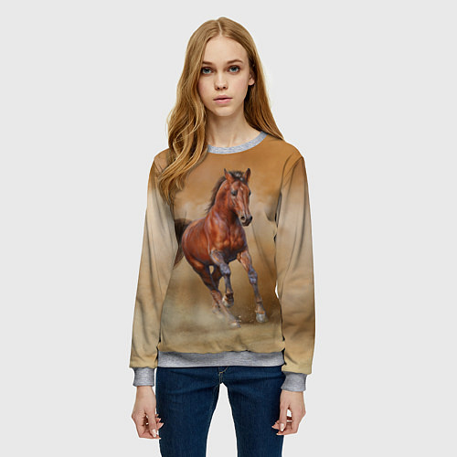 Женский свитшот BAY HORSE гнедой конь / 3D-Меланж – фото 3