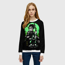 Свитшот женский КЛИНОК, РАССЕКАЮЩИЙ ДЕМОНОВ ТАНДЖИРО КАМАДО, цвет: 3D-белый — фото 2