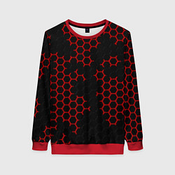 Женский свитшот НАНОКОСТЮМ Black and Red Hexagon Гексагоны