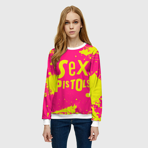 Женский свитшот Sex Pistols Yellow Logo / 3D-Белый – фото 3