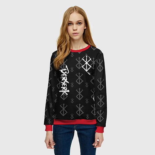 Женский свитшот Berserk bleck mask манга / 3D-Красный – фото 3